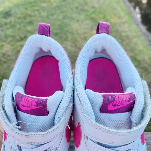 Nike Court Borough Low Recraft Girls Size 2.5 Y White Pink Leather Sneakers - Picture 9 of 14